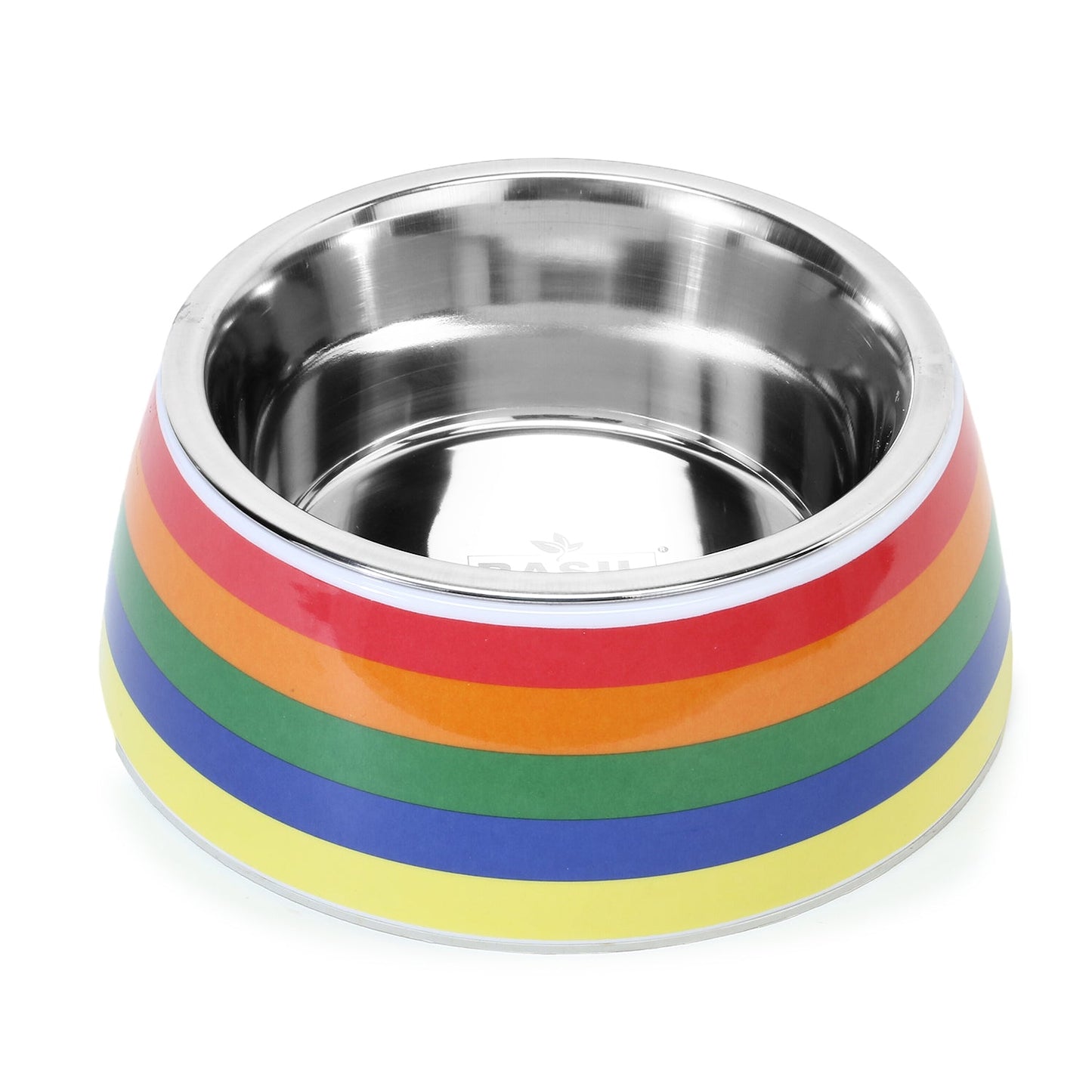Basil Rainbow Pet Feeding Bowl, Stainless Steel & Melamine