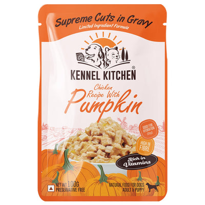 Kennel Kitchen Supreme Cuts in Gravy Chicken With Pumpkin For Dogs - 100g each (Pack of 12)