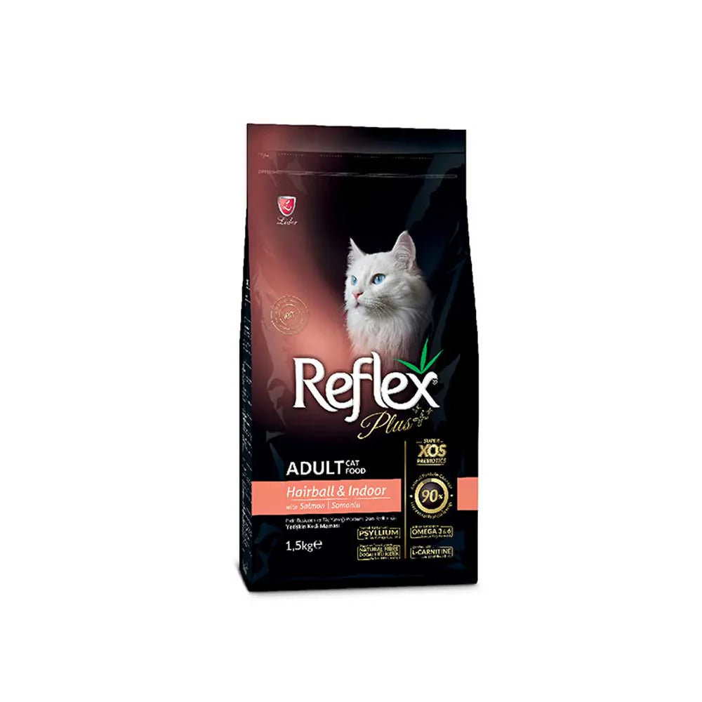 REFLEX+ Adult Hairball & Indoor Salmon Cat Food 1.5kg