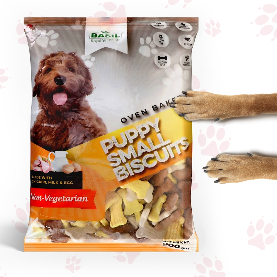 Basil Puppy Biscuits, Bone Shaped Real Chicken Training Treat for Puppies, All Breed (900 Grams)