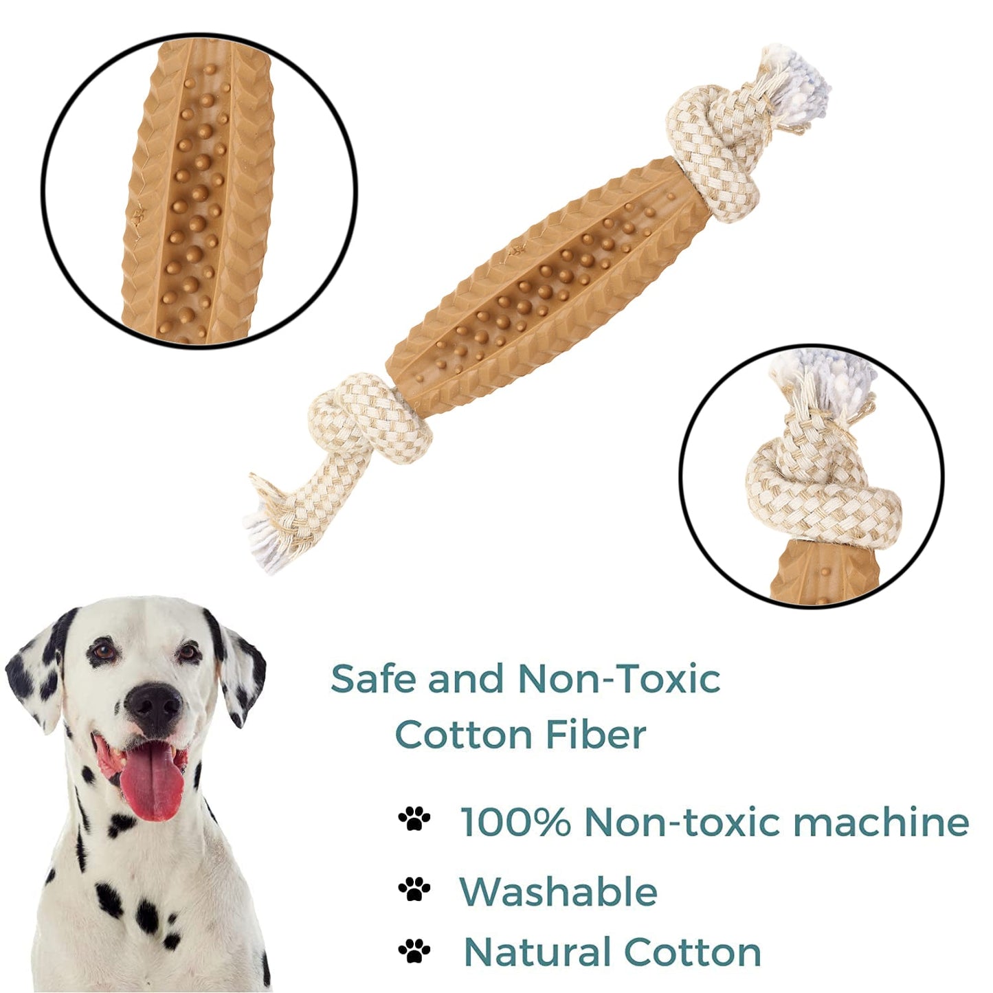 Basil Jute Rope Toy with TPR Spike Chew Centre