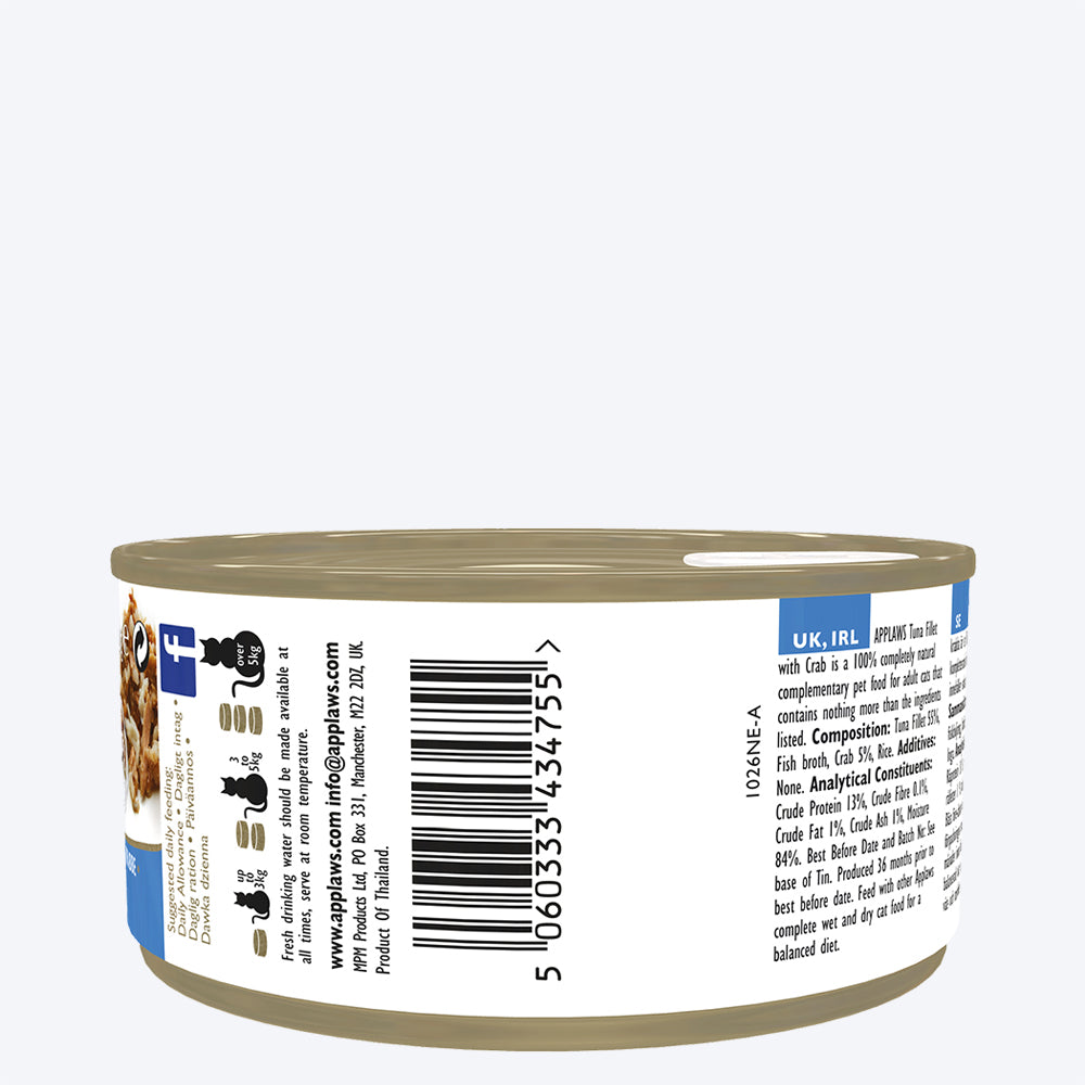 Applaws 70% Tuna Fillet with Crab Natural Wet Cat Food - 70 g