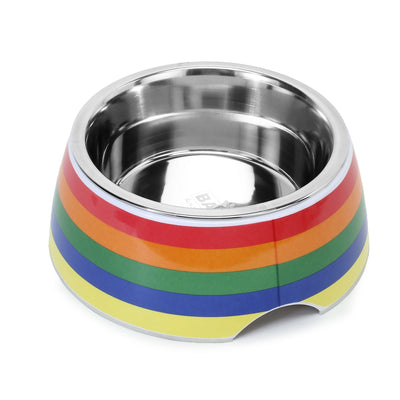 Basil Rainbow Pet Feeding Bowl, Stainless Steel & Melamine