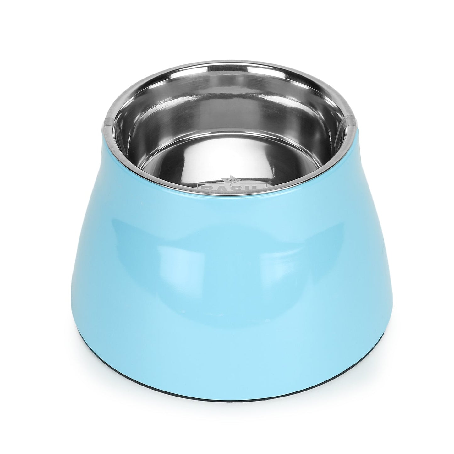 Basil Elevated Melamine and Stainless Steel Pet Feeding Bowls for Bigger Ears Dogs, 600ml (Blue)
