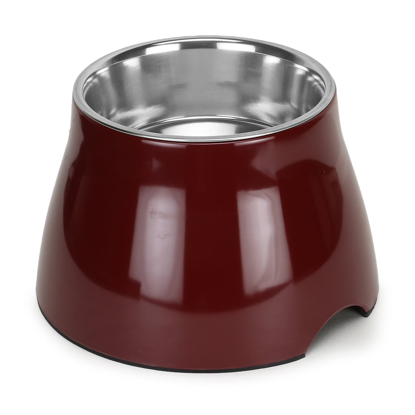 Basil Elevated Melamine and Stainless Steel Pet Feeding Bowls for Bigger Ears Dogs (Wine)