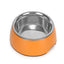 Basil Solid Orange Pet Feeding Bowl Set, Melamine and Stainless Steel