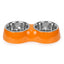 Basil Melamine Double Dinner Set Pet Feeding Bowls for food and water (Orange)