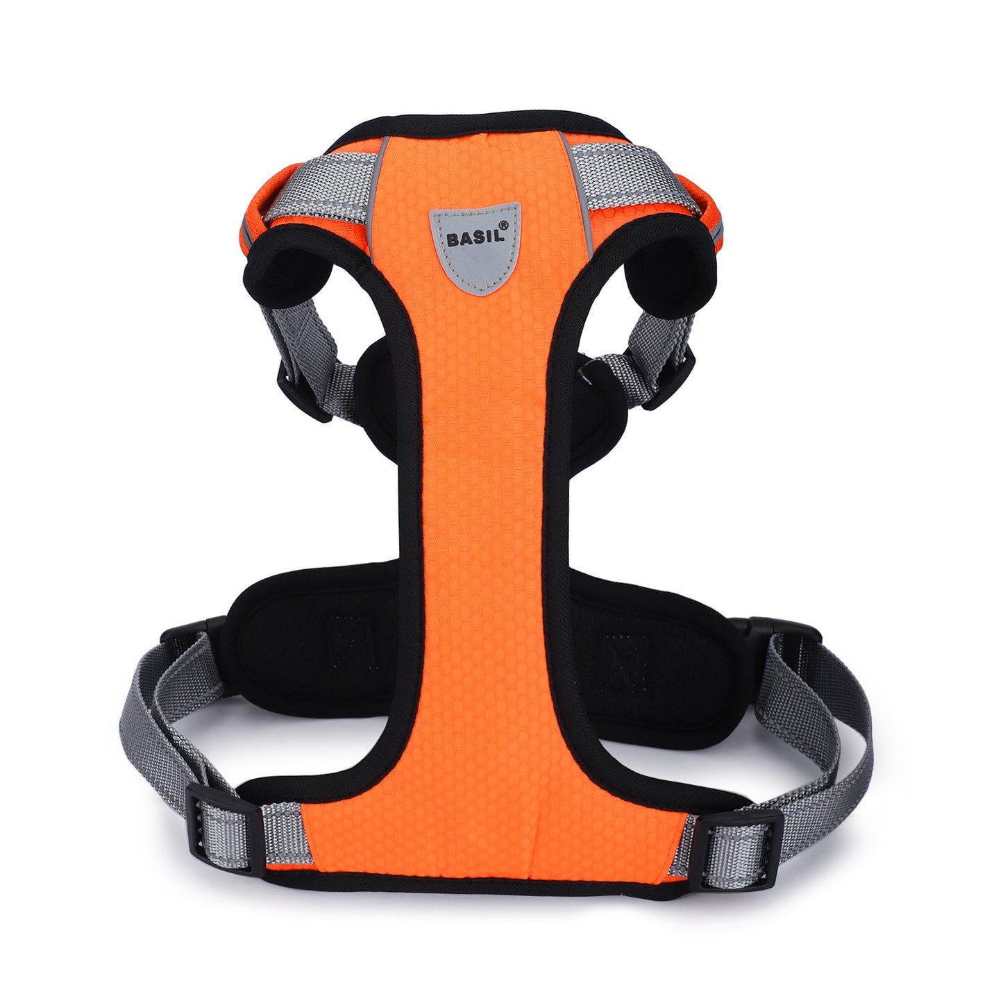Basil Dog Handle Harness No-Pull Adjustable Vest Harness, Reflective Orange