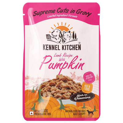 Kennel Kitchen Supreme Cuts in Gravy Lamb With Pumpkin For Dogs - 100g each (Pack of 12)