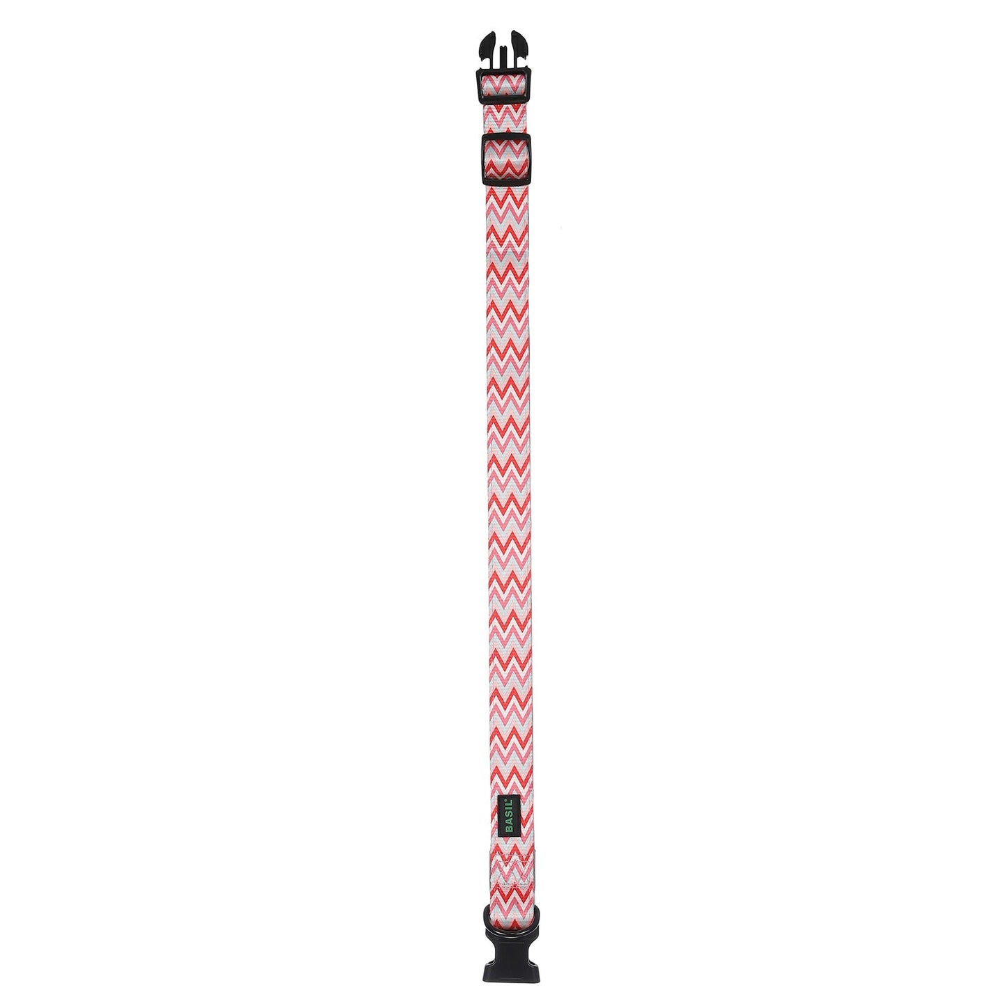 Basil Zig-Zag Padded Adjustable Collar for Dogs & Puppies (Red)